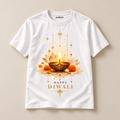 Petals & Light – White Diwali T-Shirt