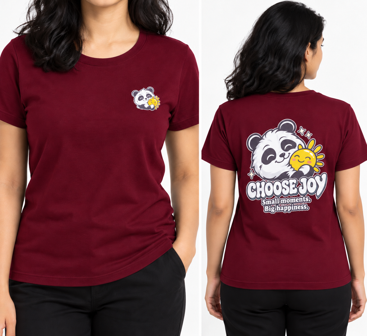 Cute Elegant Panda Female Comfortable T-shirt | 100% Cotton Fabric