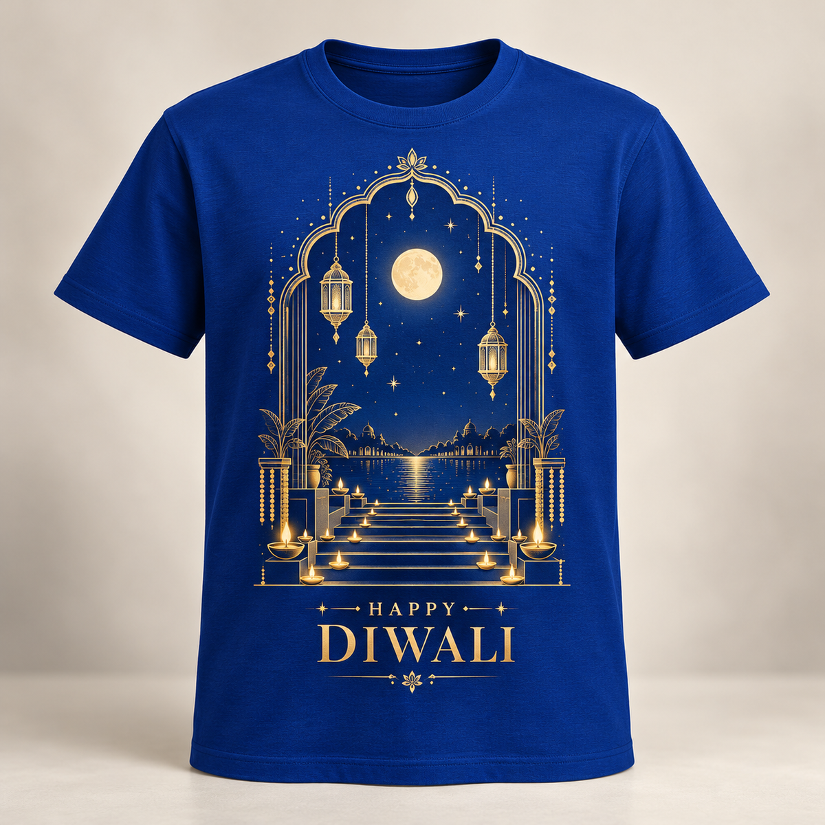 Steps of Light – Royal Blue Diwali T-Shirt