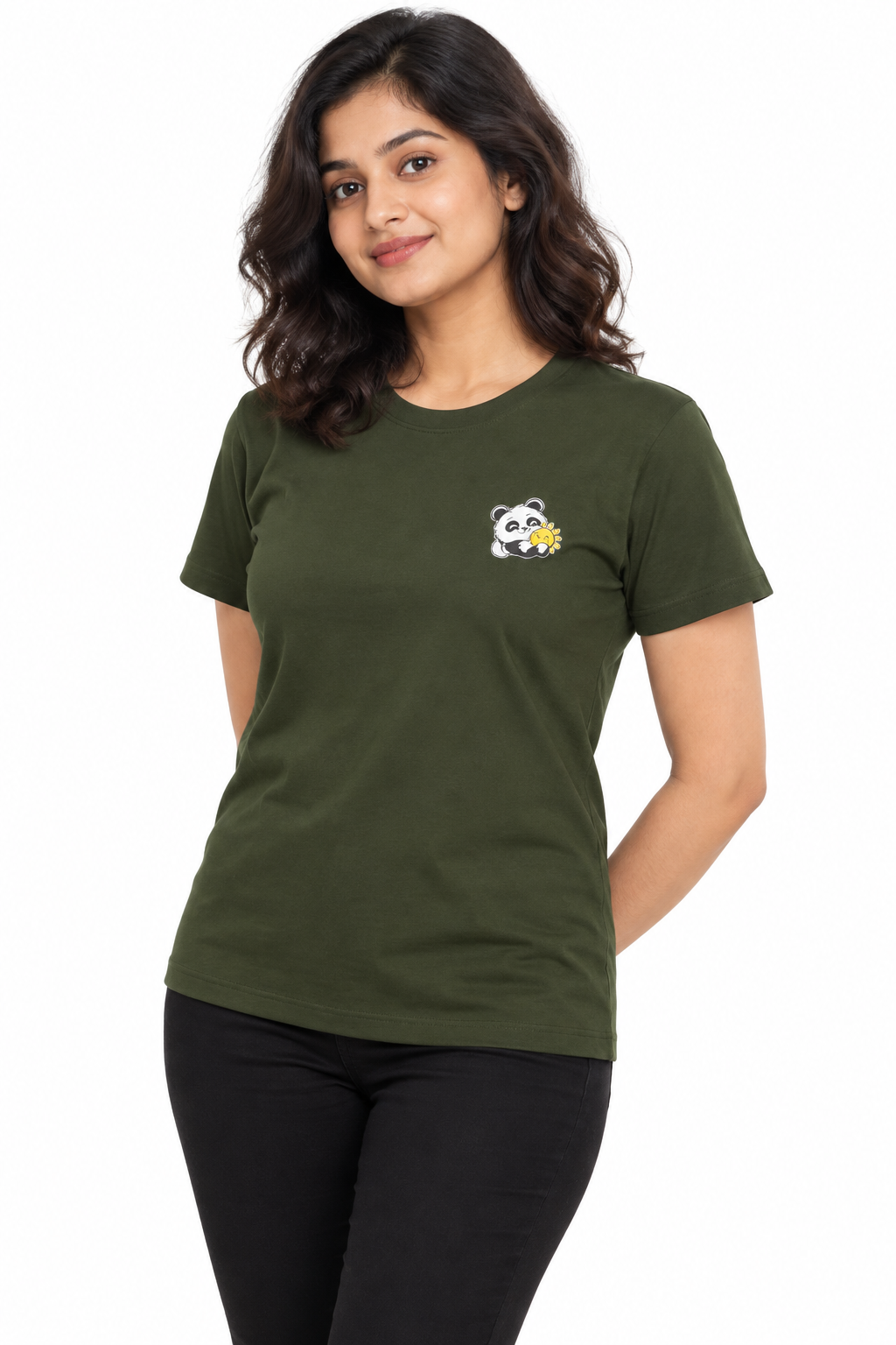 Cute Elegant Panda Female Comfortable T-shirt | 100% Cotton Fabric