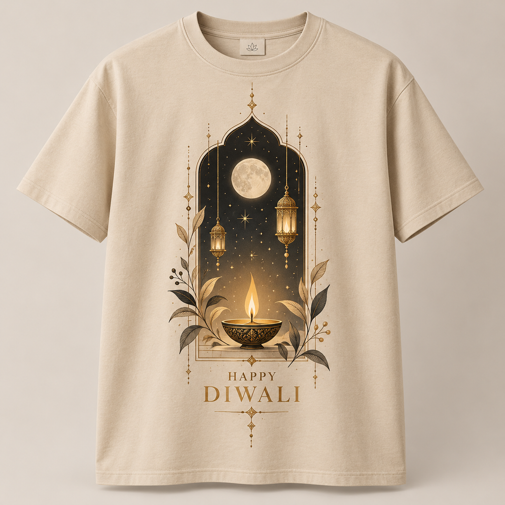 Warm Wishes – Beige Diwali T-Shirt