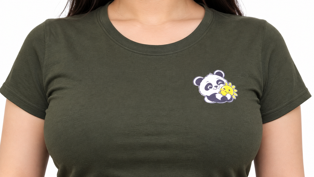 Cute Elegant Panda Female Comfortable T-shirt | 100% Cotton Fabric