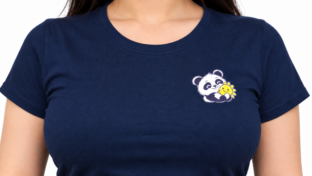 Cute Elegant Panda Female Comfortable T-shirt | 100% Cotton Fabric
