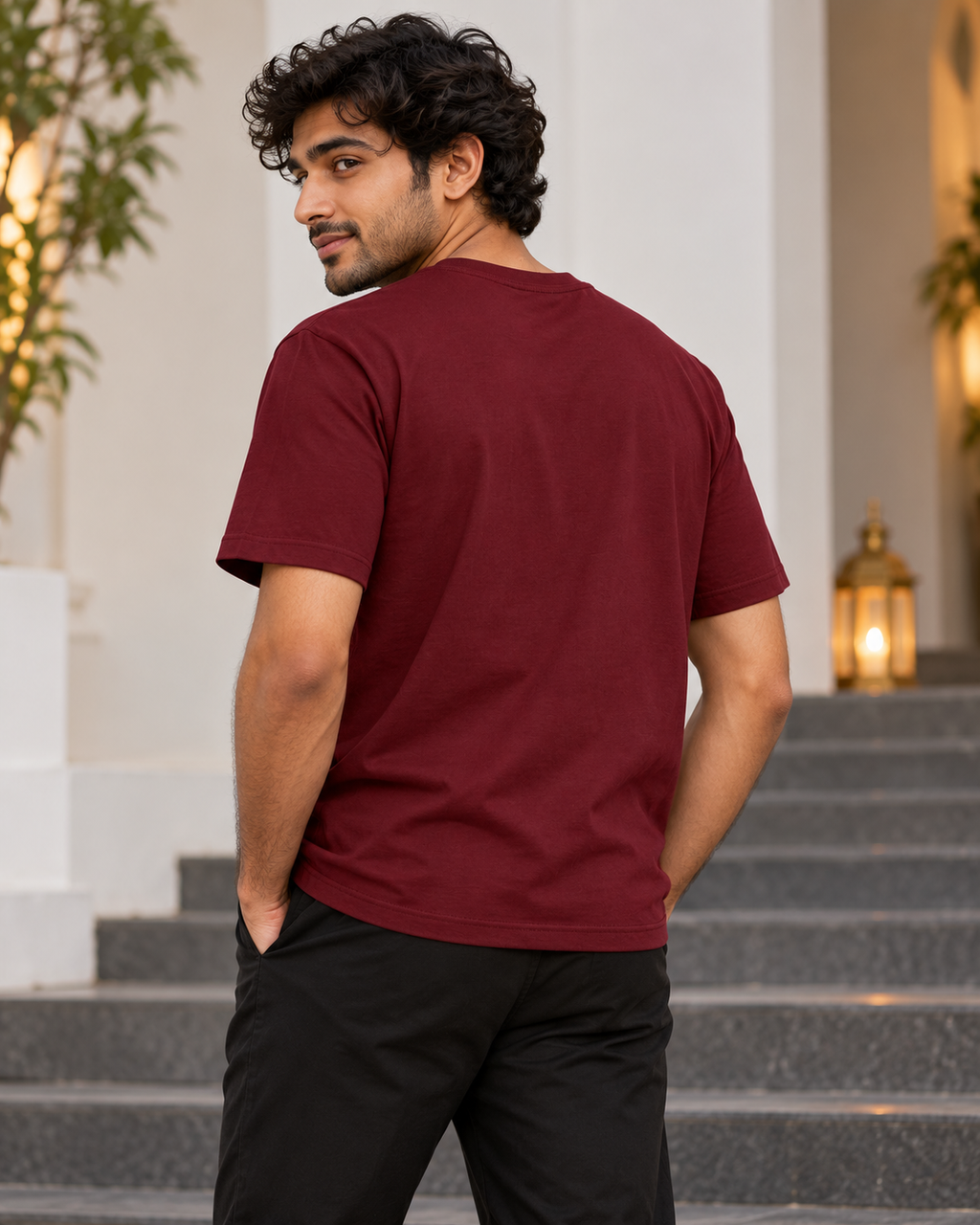 An Evening of Lights – Maroon Diwali T-Shirt