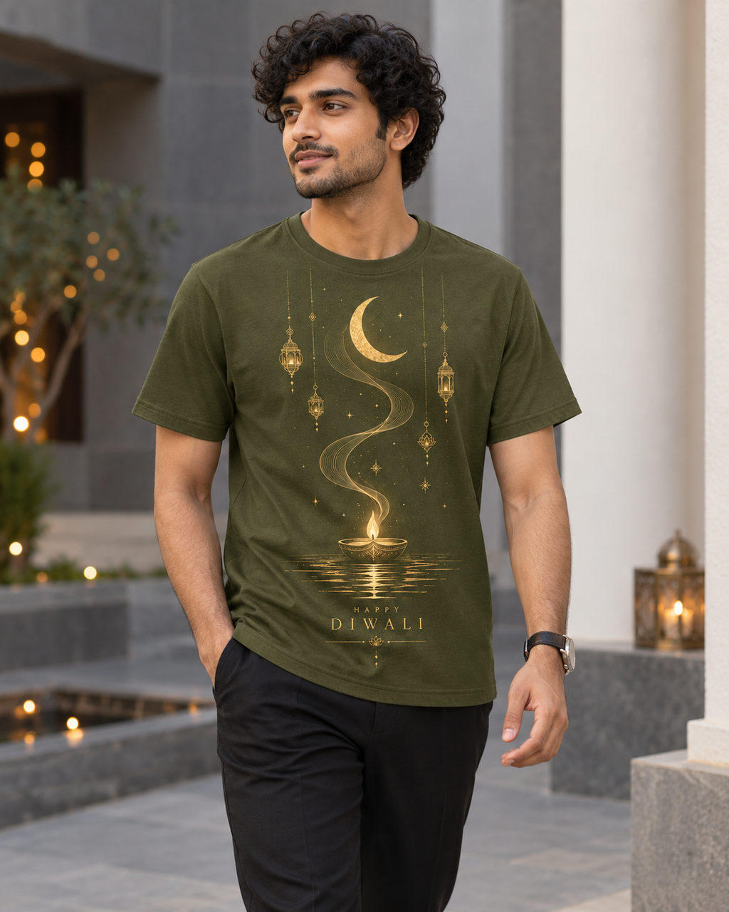 A Flame of Joy – Olive Diwali T-Shirt