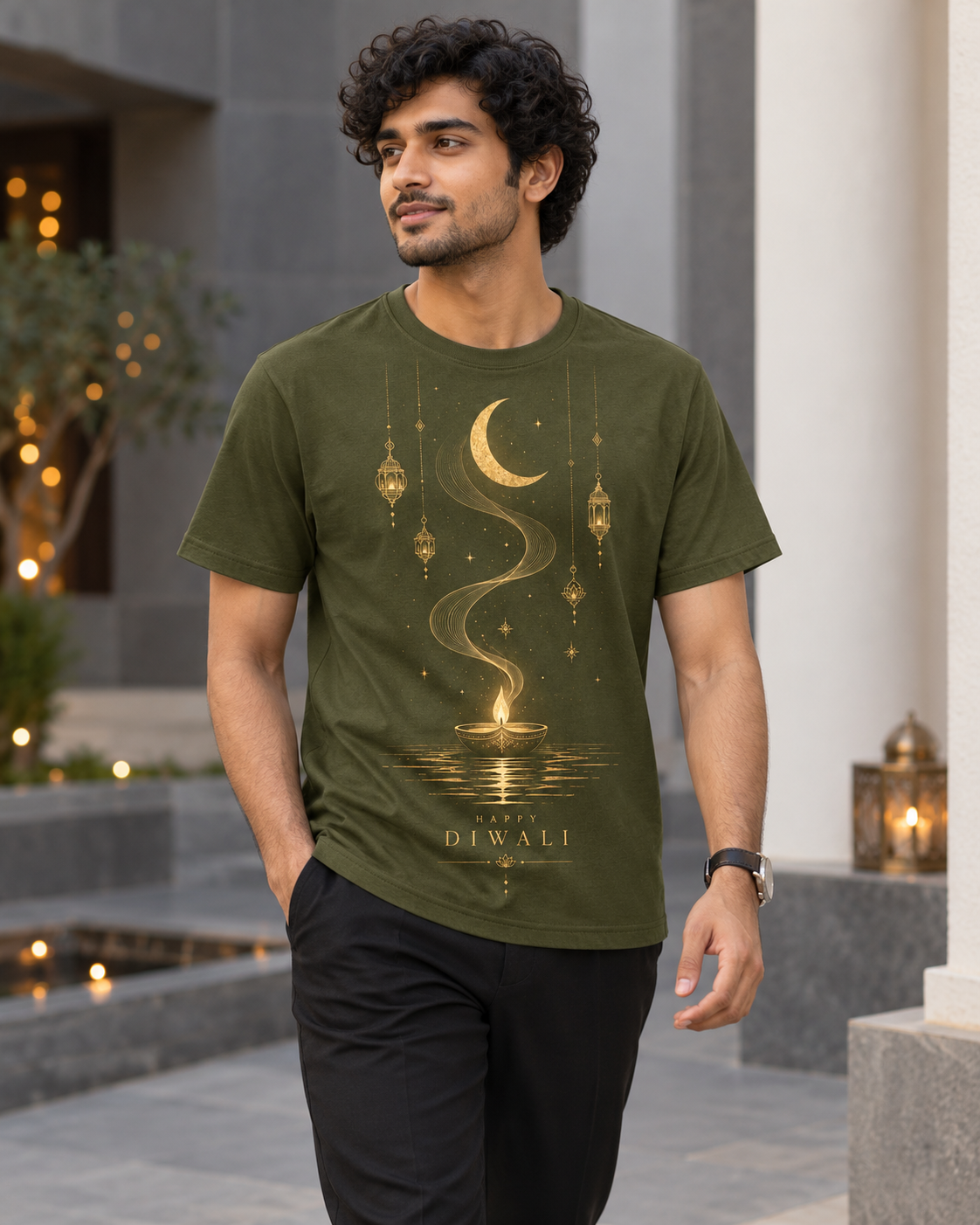 A Flame of Joy – Olive Diwali T-Shirt