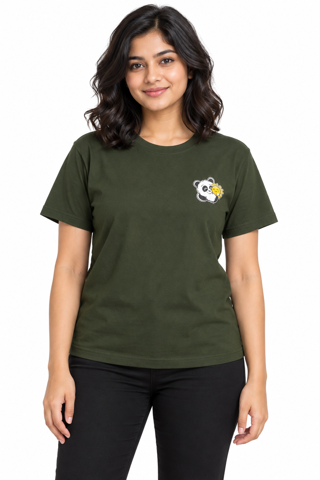 Cute Elegant Panda Female Comfortable T-shirt | 100% Cotton Fabric