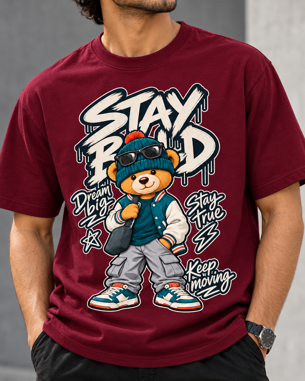 Big Dreams, Bold Moves – Streetwear Bear T-Shirt