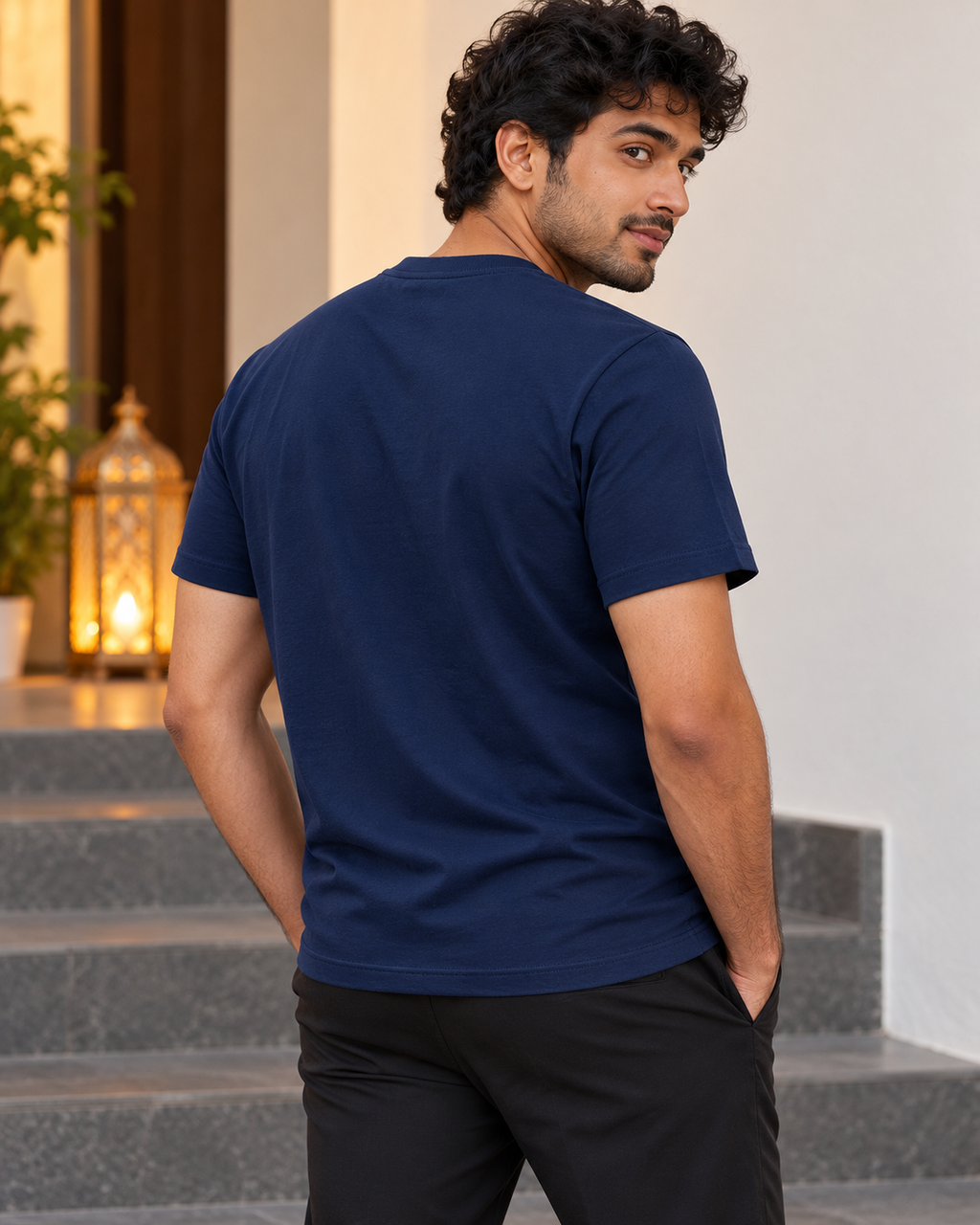 Under a Golden Sky – Navy Blue Diwali T-Shirt