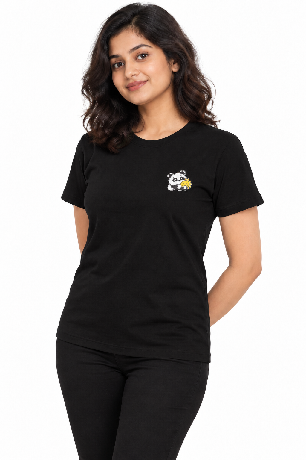 Cute Elegant Panda Female Comfortable T-shirt | 100% Cotton Fabric