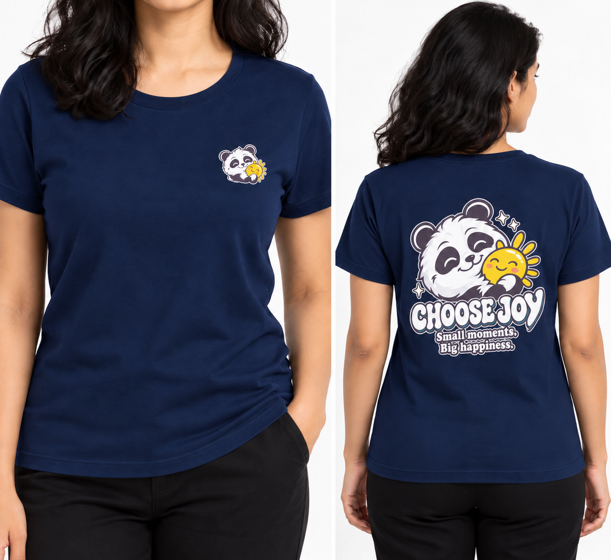 Cute Elegant Panda Female Comfortable T-shirt | 100% Cotton Fabric