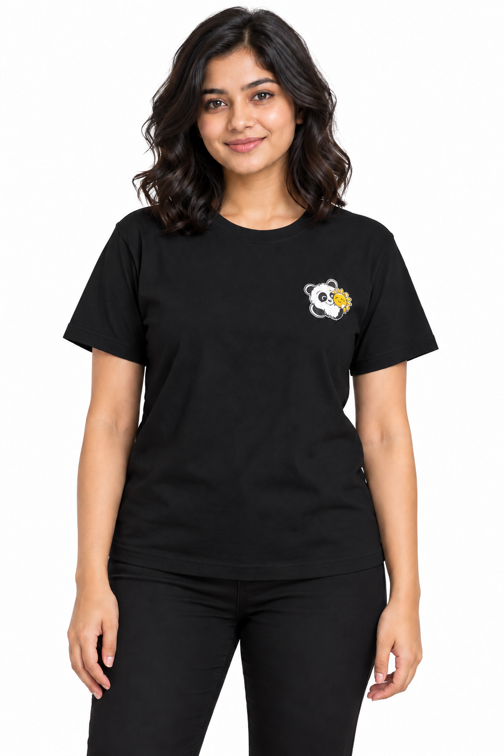 Cute Elegant Panda Female Comfortable T-shirt | 100% Cotton Fabric