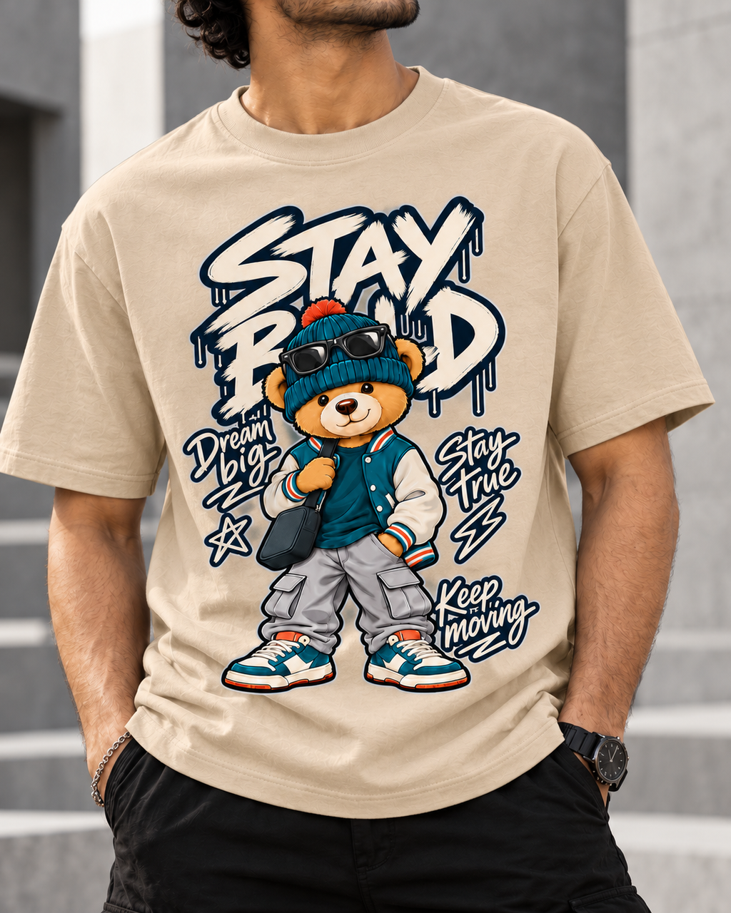Big Dreams, Bold Moves – Streetwear Bear T-Shirt