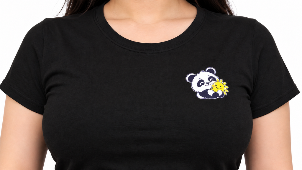 Cute Elegant Panda Female Comfortable T-shirt | 100% Cotton Fabric