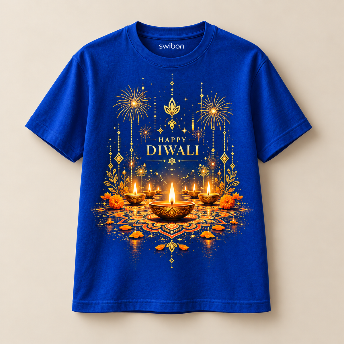 Lights & Celebrations – Royal Blue Diwali T-Shirt