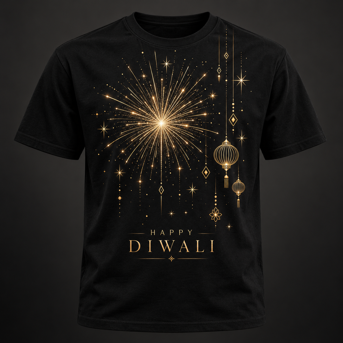 A Spark of Celebration – Black Diwali T-Shirt