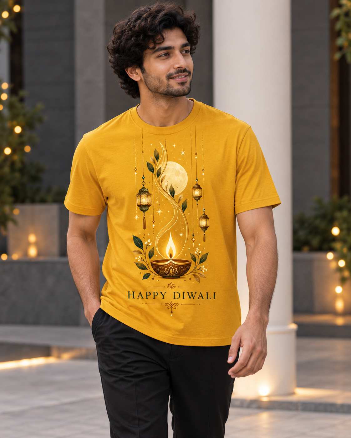 Golden Moments – Mustard Diwali T-Shirt