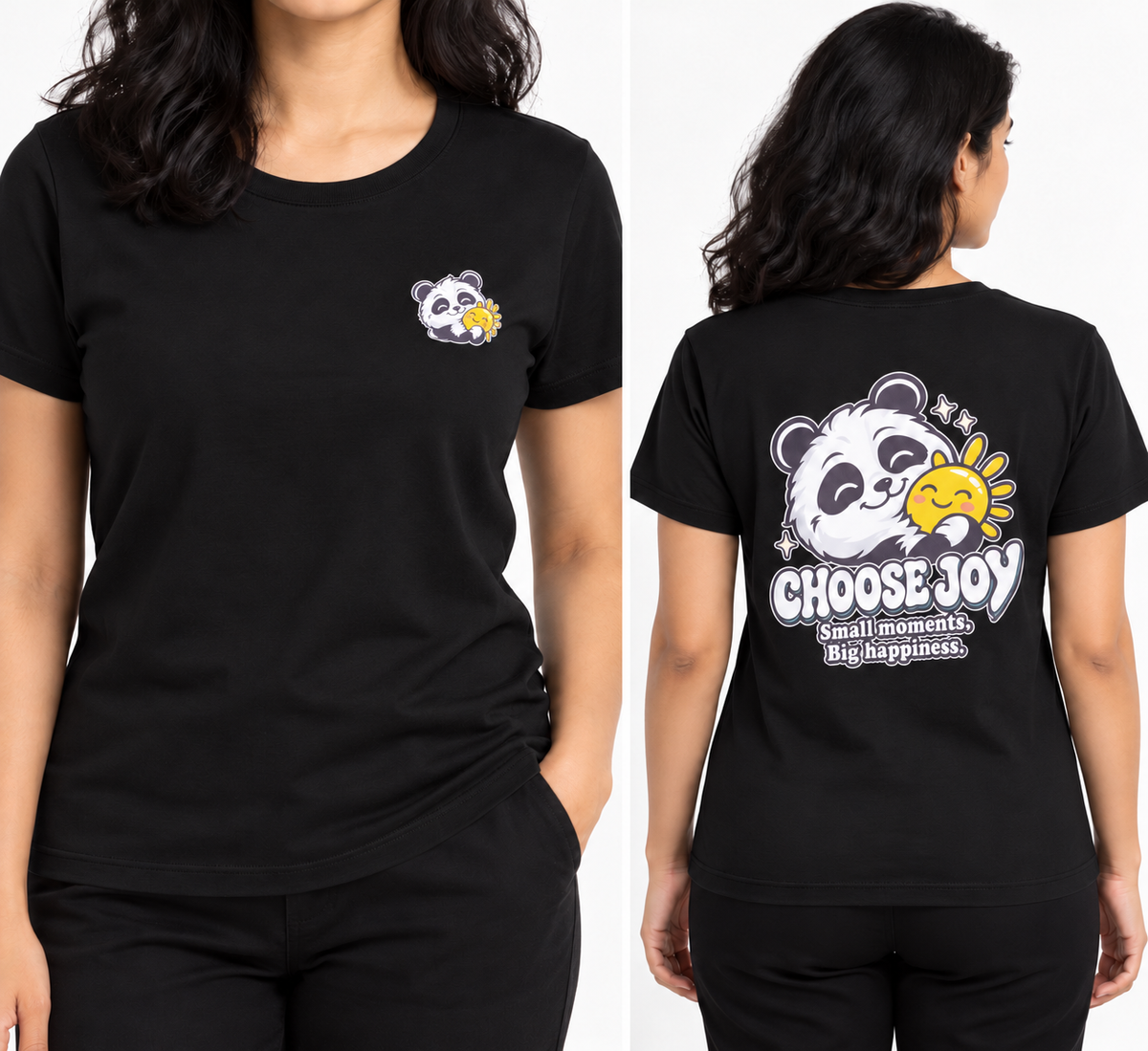 Cute Elegant Panda Female Comfortable T-shirt | 100% Cotton Fabric